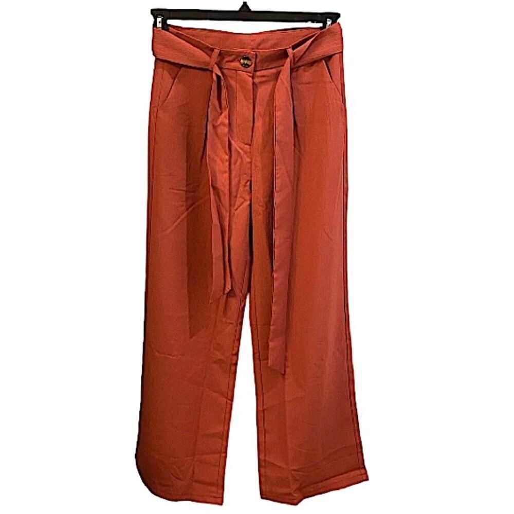 Wide Leg Pants Classic Women's Size Small New With Sash Casual Corpcore